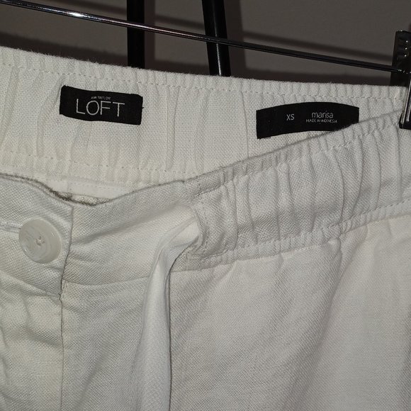 Ann Taylor LOFT Marisa 100% Linen White Pants - Picture 2 of 7